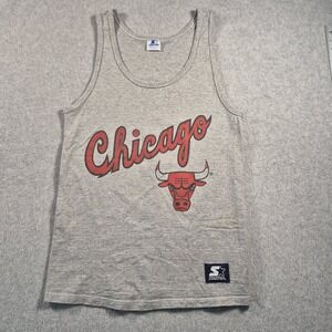 VTG 90s Starter NBA Chicago Bulls Tank Top Shirt Gray Medium USA READ